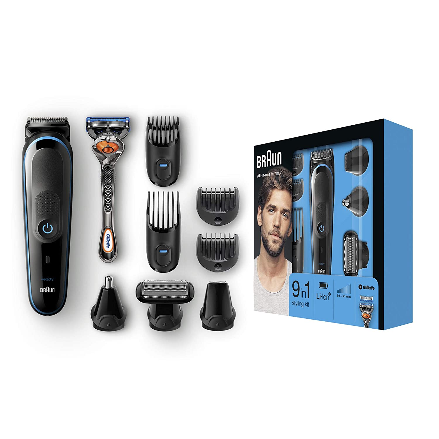The Braun Multi grooming kit MGK5080 is the ultimate 9-in-1 head-to-toe trimmer